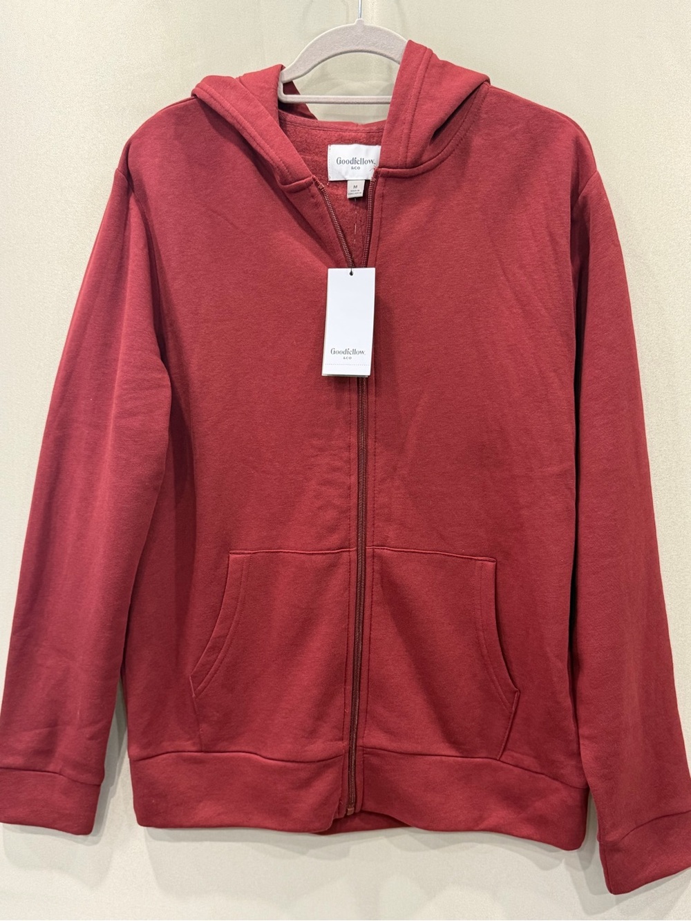 Goodfellow & Co Brick Red Full-Zip Hooded Sweatshirt